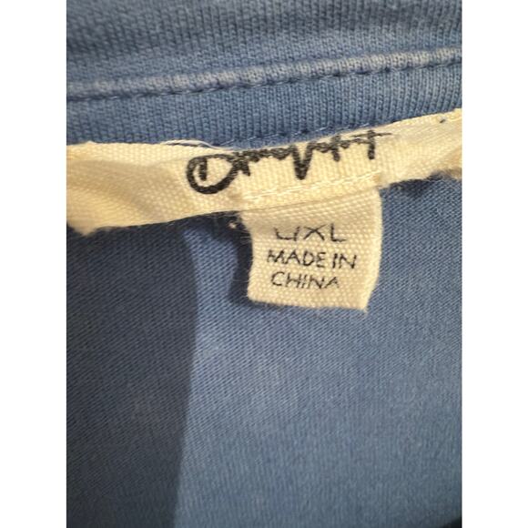 Blue Velvet L/XL Blue Bird Graphic Tee w/ Kantha Patchwork Poncho Sleeves - Picture 2 of 10